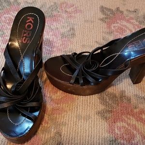 MK Wooden strappy heels